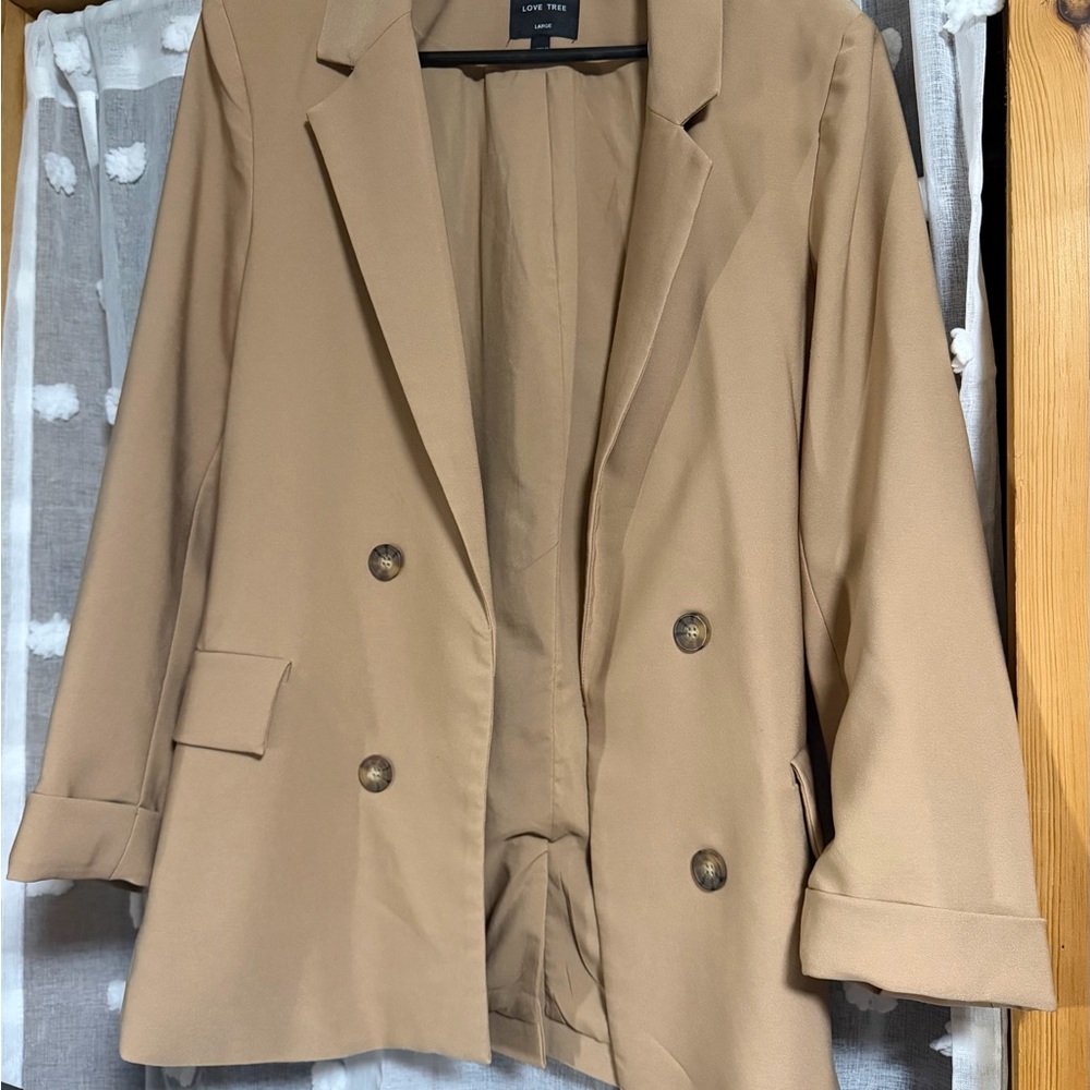 Love Tree Camel Double-Breasted Blazer